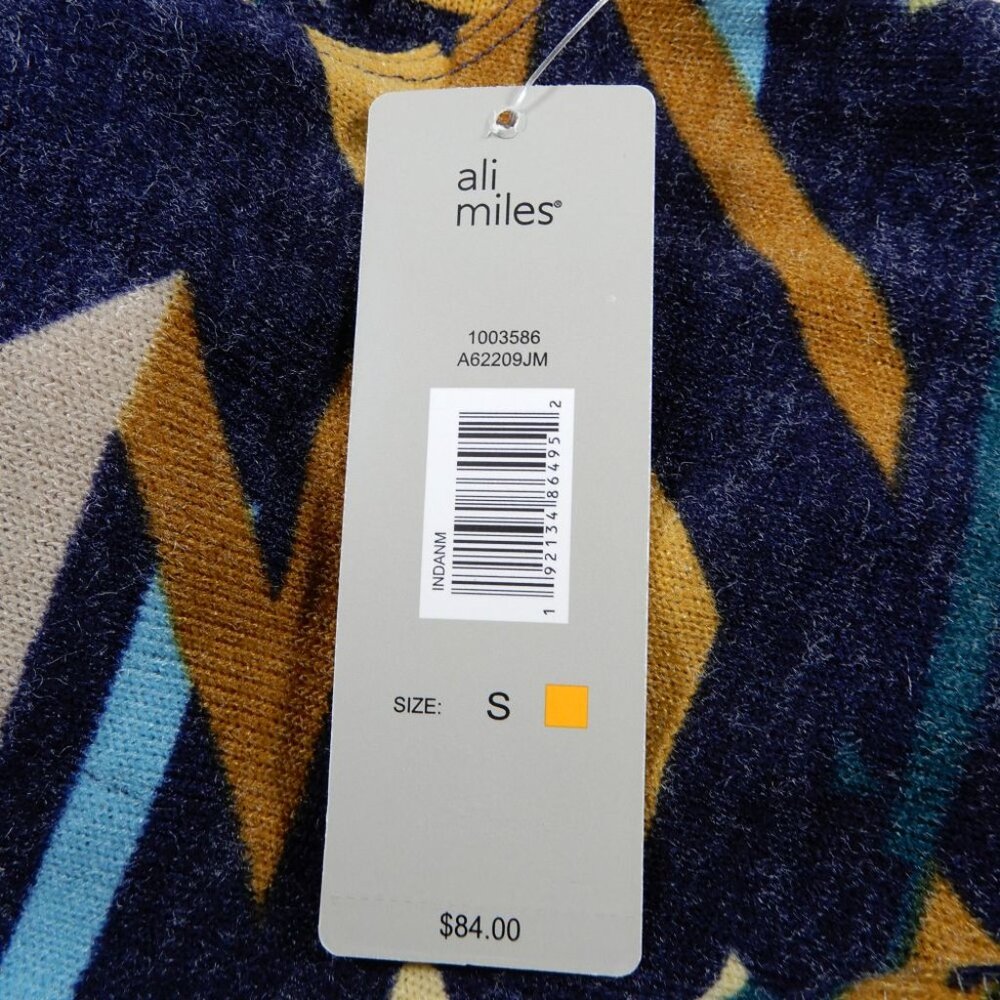 ALI MILES Open Front Cardigan Sweater Duster S Multi Western Aztec Pockets NEW - Picture 4 of 6